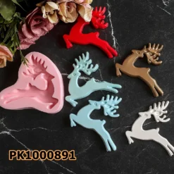 PK1000891 - Silikon Kalıp Mum Kalıbı - Yılbaşı Geyik