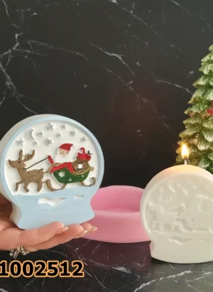 PK1002512 - Silikon Kalıp Mum Kalıbı - Noel Baba Desenli Kar Küresi